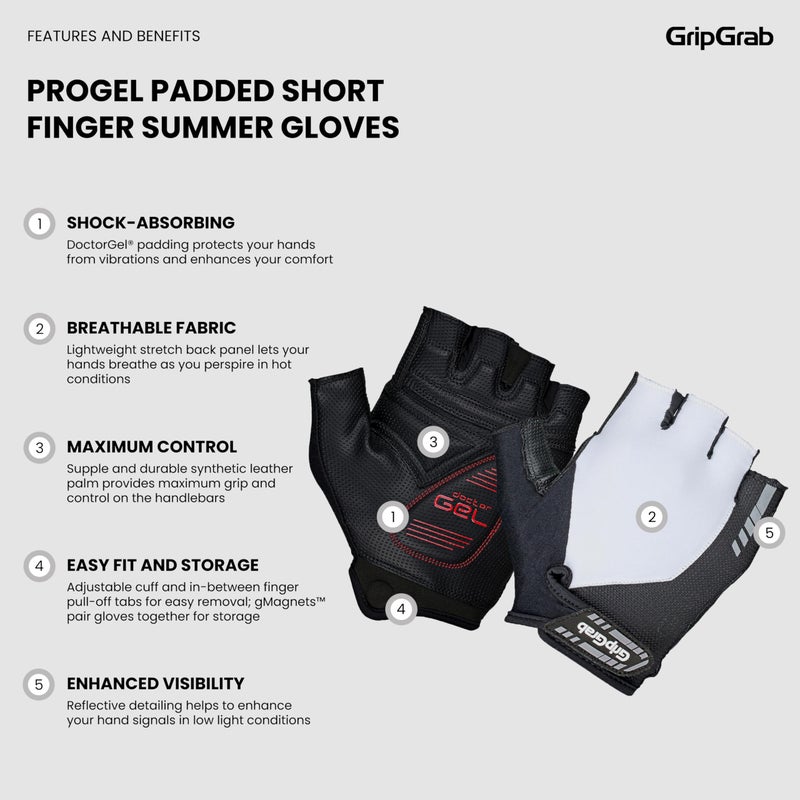 GripGrab ProGel 4mm DoctorGel Padded Short Finger Summer Cycling Gloves Comfortable Cushioned Fingerless Bike Glove - Image 2